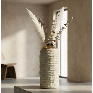 Vaza decorativa, Mauro Ferretti, Lima, 14x30 cm, ceramica, gri/auriu imagine