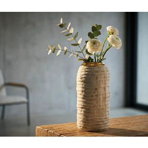 Vaza decorativa, Mauro Ferretti, Lima, 12.5x25 cm, ceramica, gri/auriu imagine