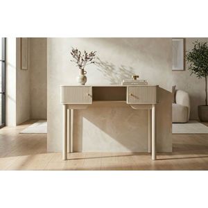 Masa de toaleta / masuta dressing, Mauro Ferretti, Shy, 110x40x80 cm, lemn de pin, alb/auriu imagine