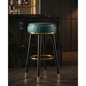Scaun de bar, Mauro Ferretti, London, 38x75 cm, lemn de pin/piele ecologica, verde/negru/auriu imagine