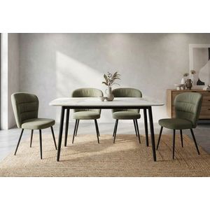 Masa dining, Mauro Ferretti, Josh, 138x78x76 cm, metal/ceramica, negru/alb imagine