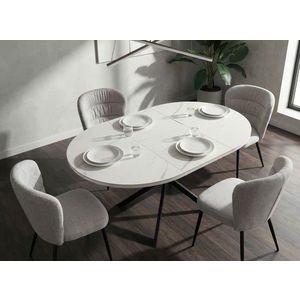 Masa extensibila dining, Mauro Ferretti, Martin, 100-140x75 cm, metal/ceramica, negru/alb imagine