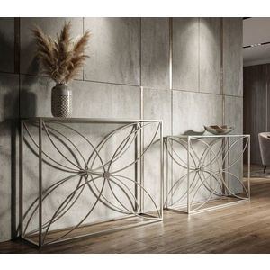 Set 2 console, Mauro Ferretti, Paradise, 100x30x78 cm, metal/sticla, argintiu imagine