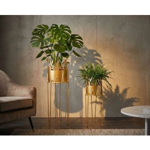 Set 2 suporturi pentru ghivece, Mauro Ferretti, Flamingo, 27x27x79 cm, metal, auriu imagine