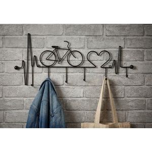 Cuier de perete, Mauro Ferretti, Bicycle, 59x3.2x26.5 cm, metal, negru imagine