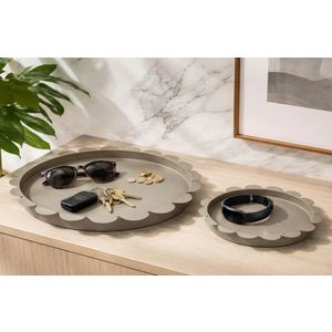 Set 2 tavi decorative, Mauro Ferretti, Saturn, 33x33x2 cm, metal, gri dove imagine
