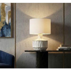 Lampa de masa, Mauro Ferretti, Tangeri, 1 x E27, 40W, 40x60 cm, ceramica, alb/auriu imagine