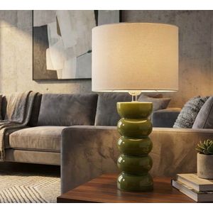 Lampa de masa, Mauro Ferretti, Torr, 1 x E27, 40W, 25x46 cm, ceramica, verde/alb imagine
