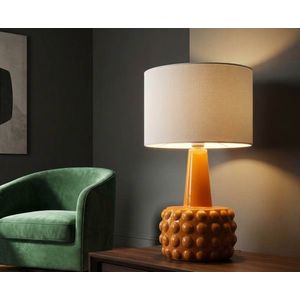 Lampa de masa, Mauro Ferretti, Gress, 1 x E27, 40W, 30x51.5 cm, ceramica, galben mustar/alb imagine