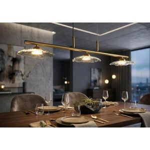 Candelabru, Mauro Ferretti, Emily, 3 x E27, 40W, 100x24x18 cm, fier/sticla, auriu/gri imagine