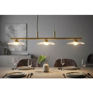 Candelabru, Mauro Ferretti, Emily, 3 x E27, 40W, 100x24x18 cm, fier/sticla, auriu/transparent imagine