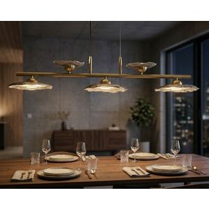 Candelabru, Mauro Ferretti, Emily, 5 x E27, 40W, 100x24x18 cm, fier/sticla, auriu/gri imagine