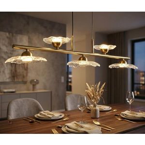 Candelabru, Mauro Ferretti, Emily, 5 x E27, 40W, 100x18x24 cm, fier/sticla, auriu/transparent imagine