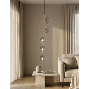 Candelabru, Mauro Ferretti, Emily Vertical, 5 x E27, 40W, 15x16x110 cm, fier/sticla, auriu/gri imagine