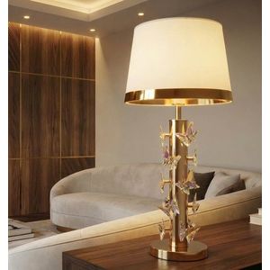 Lampa de masa, Mauro Ferretti, Butterfly, 1 x E27, 40W, 35x74 cm, fier/sticla, auriu/alb imagine