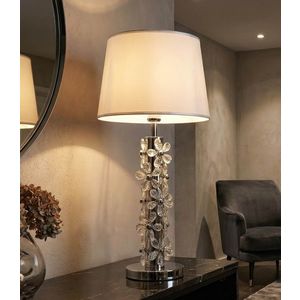 Lampa de masa, Mauro Ferretti, Flower, 1 x E27, 40W, 35x74 cm, fier/sticla, argintiu/alb imagine