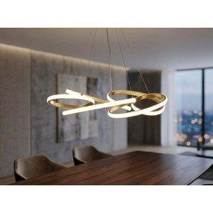 Candelabru, Mauro Ferretti, Glovy, banda LED integrata, 65W, 3000K / 4000K / 6000K, 55x120 cm, aluminiu/fier, auriu/alb imagine
