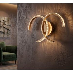 Aplica de perete, Mauro Ferretti, Double C, banda LED integrata, 65W, 3000K / 4000K / 6000K, 41x8.5x24 cm, aluminiu/fier, auriu/alb imagine