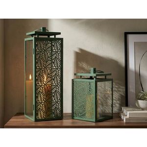 Set 2 felinare, Mauro Ferretti, Hall, 15x14.5x41.5 cm, metal/sticla temperata, verde imagine