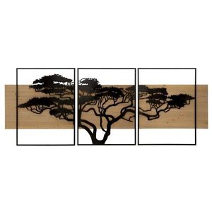 Set 3 decoratiuni de perete, Mauro Ferretti, Lagos, 204x80 cm, fier/MDF, negru, maro imagine