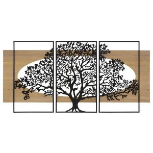 Set 3 decoratiuni de perete, Mauro Ferretti, Tree, 176x90 cm, fier/MDF, negru, maro imagine
