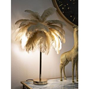 Lampa de masa, Mauro Ferretti, Palm Cammello, 2 x E14, 40W, 40x55 cm, fier/plastic, auriu/camel imagine