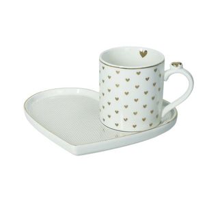 Ceasca cu farfurie, Amore Mio Righe, Brandani, 17.5x15.5x8 cm, portelan New Bone China imagine