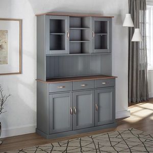 Bufet Luzerna 6.1, Inter Link, 131x45x190 cm, lemn, gri/sepia imagine