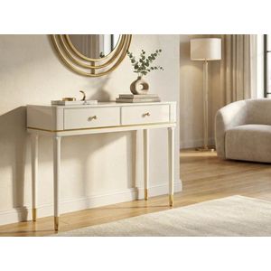 Consola, Mauro Ferretti, Camille, 101x37x78 cm, lemn de pin, alb/auriu imagine