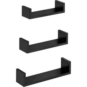 Set 3 rafturi de perete Songmics Modern, 40 x 10 x 9 cm, PAL, negru imagine