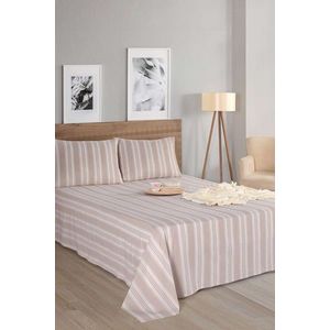 Set de pat dublu (cearceaf cu elastic si perne) 3 piese, L'essentiel Maison, Soft Line, Bej imagine