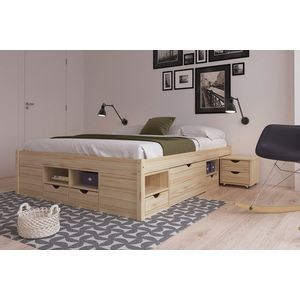 Pat multifunctional dublu, 140x200 cm, Claas, Inter Link, lemn, natur imagine