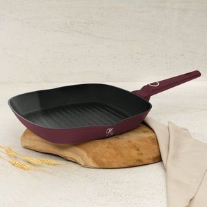 Tigaie grill Berlinger Haus, Leonardo, 28 cm, 2.1 L, aluminiu forjat, visiniu mat imagine