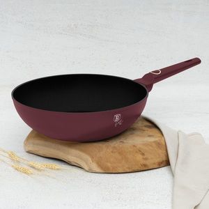 Tigaie Wok Berlinger Haus, Leonardo, 28 cm, 3.2 L, aluminiu forjat, visiniu mat imagine