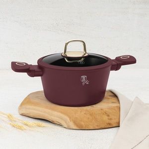 Oala cu capac Berlinger Haus, Leonardo, 20 cm, 2.5 L, aluminiu forjat, visiniu mat imagine
