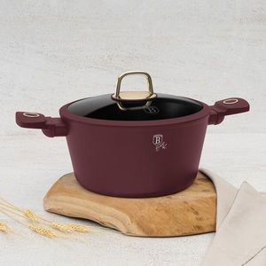 Oala cu capac Berlinger Haus, Leonardo, 24 cm, 4.1 L, aluminiu forjat, visiniu mat imagine