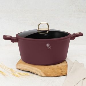 Oala cu capac Berlinger Haus, Leonardo, 30 cm, 8 L, aluminiu forjat, visiniu mat imagine
