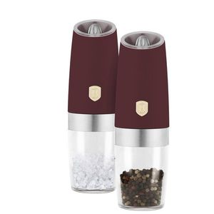 Set 2 rasnite pentru sare/piper Berlinger Haus, Leonardo, plastic/ceramica, visiniu imagine