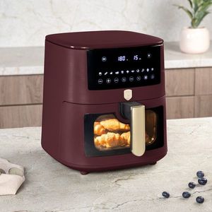 Friteuza cu aer cald si fereastra Berlinger Haus, Leonardo, 38.8x30x32.4 cm, 8 L, 1650W, visiniu mat imagine