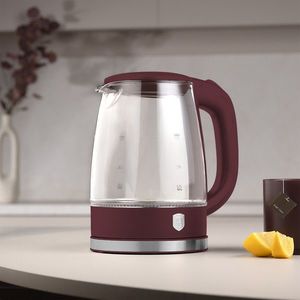 Ceainic electric Berlinger Haus, Leonardo, 1.7 L, sticla borosilicata, visiniu mat/transparent imagine