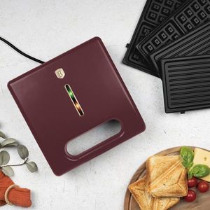 Sandwich maker 3 in 1 Berlinger Haus, Leonardo, 22.5x13 cm, aluminiu, visiniu mat imagine
