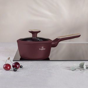 Cratita cu capac Berlinger Haus, Leonardo Nordic, 16 cm, 1.2 L, aluminiu forjat, visiniu mat imagine