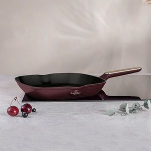 Tigaie grill Berlinger Haus, Leonardo Nordic, 28 cm, 2.1 L, aluminiu forjat, visiniu mat imagine