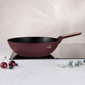 Tigaie Wok Berlinger Haus, Leonardo Nordic, 28 cm, 3.5 L, aluminiu forjat, visiniu mat imagine