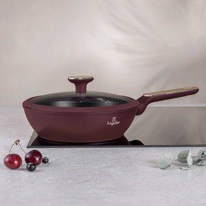 Tigaie adanca cu capac Berlinger Haus, Leonardo Nordic, 24 cm, 2.3 L, aluminiu forjat, visiniu mat imagine