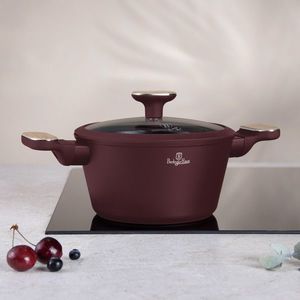 Oala cu capac Berlinger Haus, Leonardo Nordic, 20 cm, 2.6 L, aluminiu forjat, visiniu mat imagine
