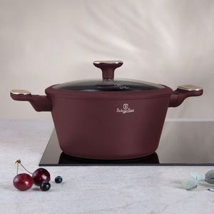 Oala cu capac Berlinger Haus, Leonardo Nordic, 24 cm, 4.3 L, aluminiu forjat, visiniu mat imagine