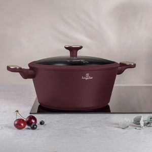 Oala cu capac Berlinger Haus, Leonardo Nordic, 28 cm, 6.3 L, aluminiu forjat, visiniu mat imagine