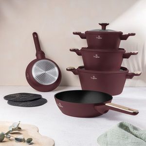 Set pentru gatit Berlinger Haus, Leonardo Nordic, 10 piese, aluminiu forjat, visiniu mat imagine