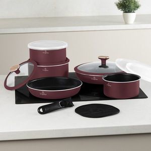 Set pentru gatit Berlinger Haus, Leonardo Nordic, 13 piese, aluminiu, visiniu mat imagine